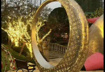 月牙雕塑制造，白鋼構(gòu)件，鏤空月牙雕塑提供