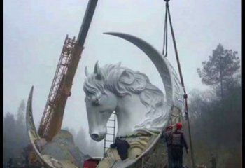 月亮雕塑通用，陸地?cái)[件，各類(lèi)月亮馬頭雕塑點(diǎn)擊