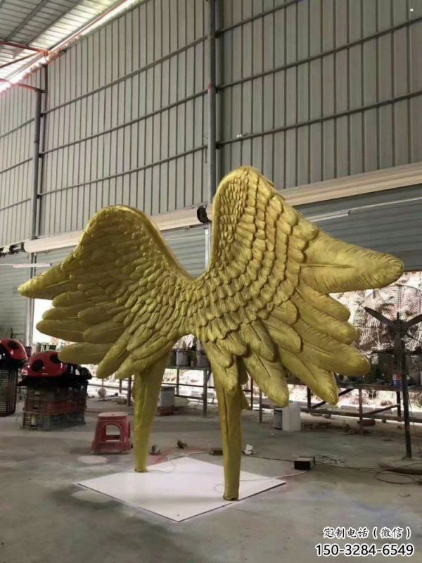 廣場鳥翅雕塑批發，廣場系列，不銹鋼鳥翅雕塑定價