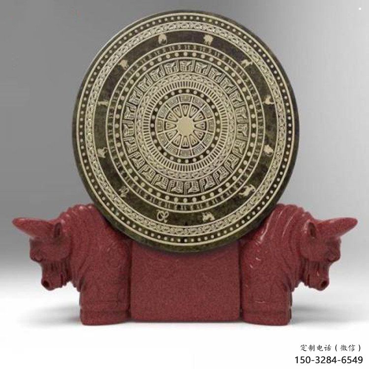 ?門口銅鼓雕塑點擊，地標擺件，民俗銅鼓雕塑承接