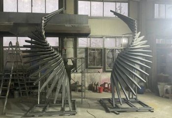 烤漆天使之翼雕塑制造商，室外軟裝，翅膀雕塑制作承接