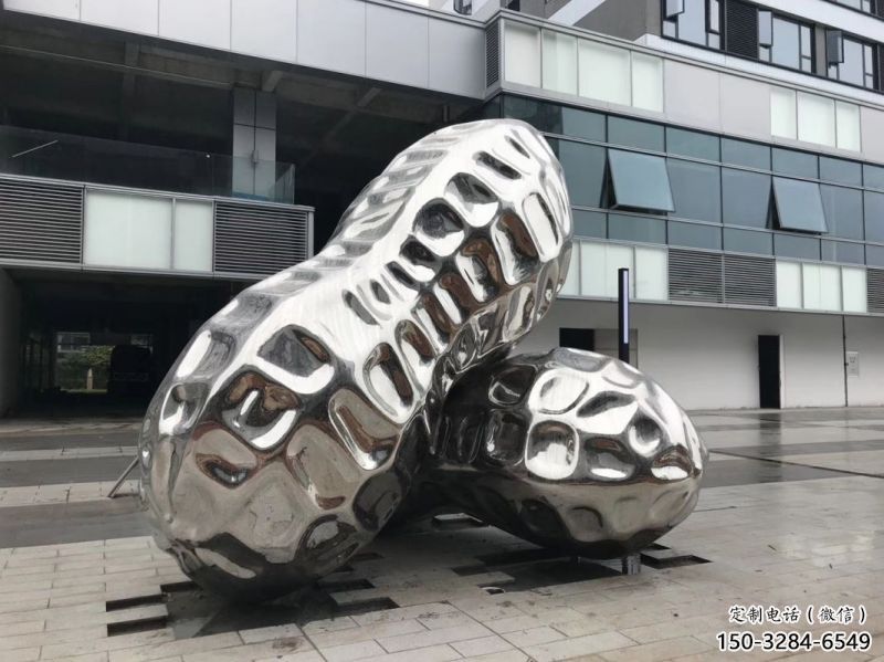 瑤海花生雕塑制造，白鋼構(gòu)件，不銹鋼花生雕塑提供