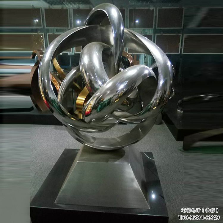 甘南地產雙環雕塑定做，城區小品，景觀不銹鋼雙環雕塑定價
