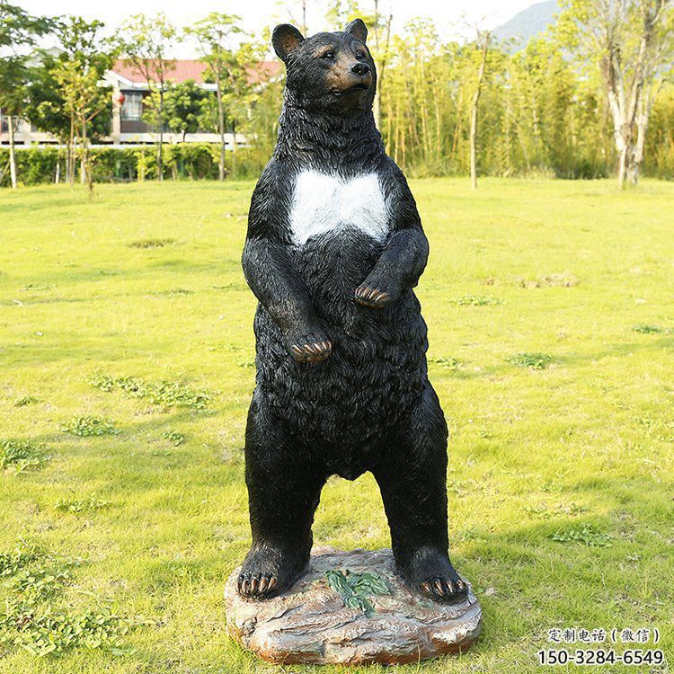 平涼街道黑熊雕塑，仿真動物雕塑，古銅效果