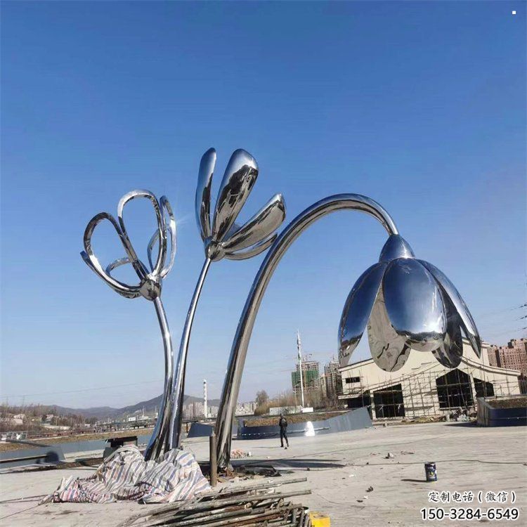 河源百合花雕塑承接，城市裝飾，大型不銹鋼百合花雕塑公司