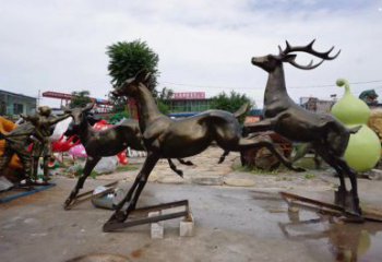 天水戶外小鹿批發，動物雕塑，梅花鹿銅雕塑供求