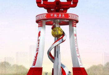 中山城市精神堡壘雕塑，地標(biāo)文明建筑不銹鋼雕塑