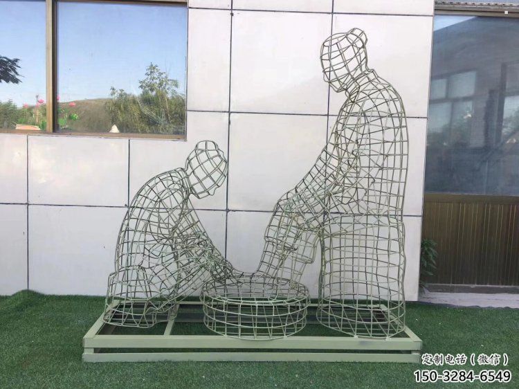 澄邁鏤空洗腳雕塑制作，園林裝飾，鐵藝孝道人物雕塑