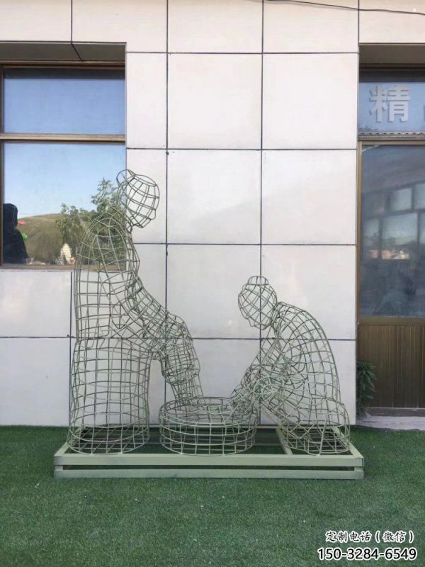 邢臺鏤空孝道雕塑通用，街景小品，鐵藝洗腳雕塑制造
