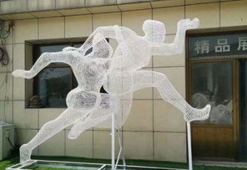 保定鏤空體育雕塑供求，白鋼構件，鐵藝人物雕塑觀賞型