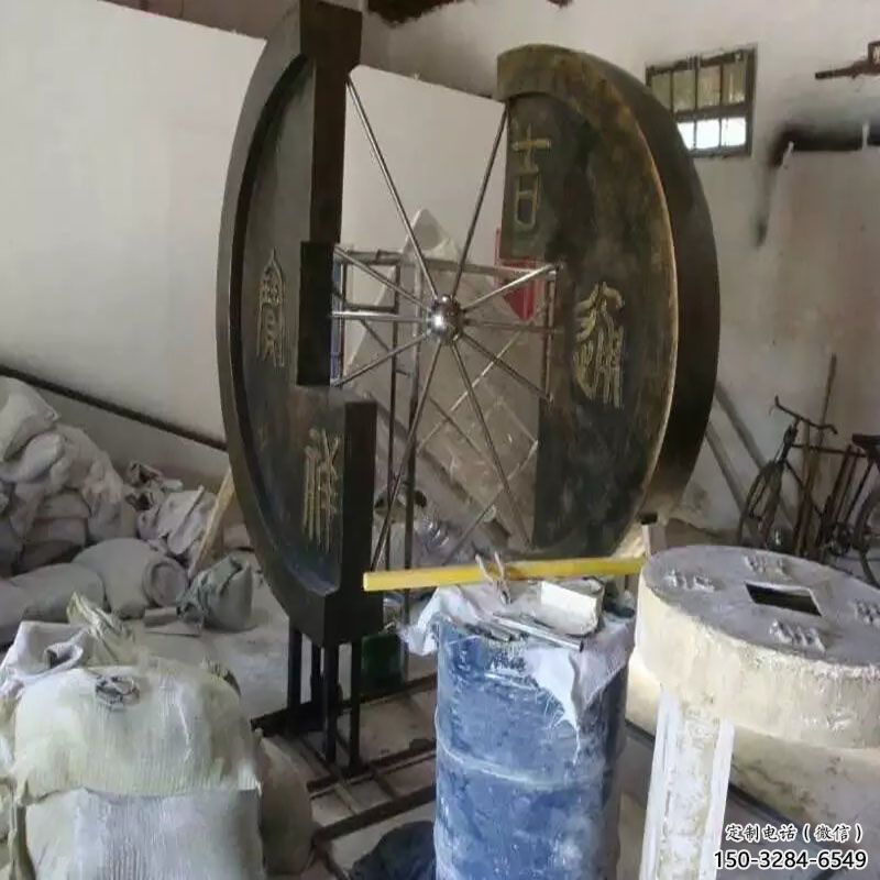 信陽園林銅錢雕塑精選，陸地擺件，公園銅錢雕塑精品