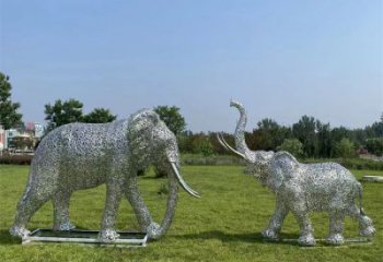 大慶鏤空大象雕塑制造商，動物擺件，透雕大象雕塑定制