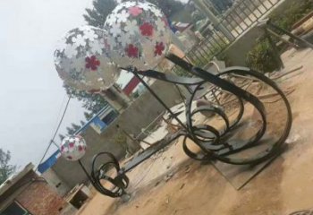 漢陽大型蒲公英坐凳雕塑，現(xiàn)代元素設計，不銹鋼坐凳雕塑