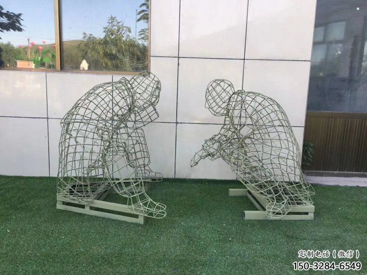 四平鏤空下棋雕塑供需，廣場雕塑，鐵藝民俗人物雕塑選用