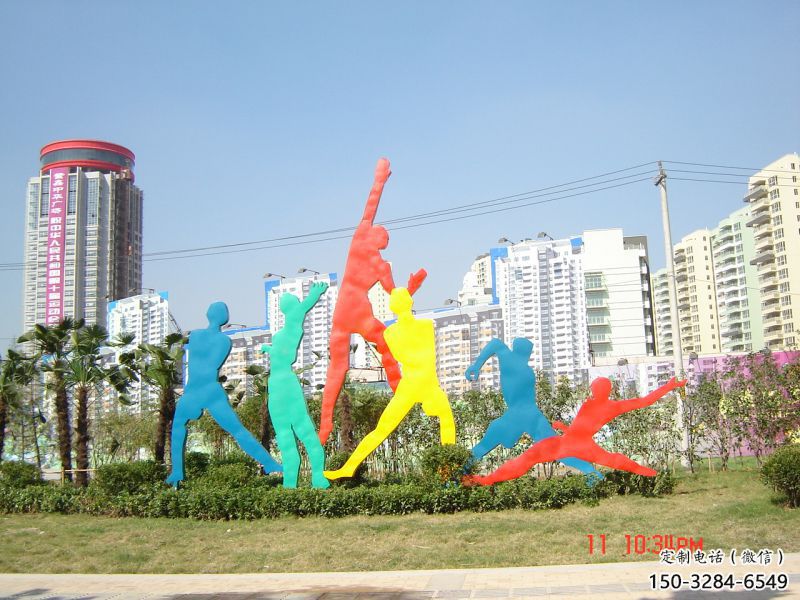 東湖投籃雕塑，剪影工藝制作，不銹鋼體育人物雕塑