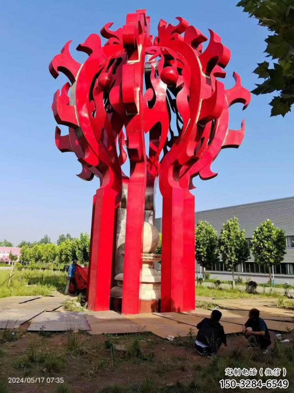 西湖火球雕塑，精神堡壘火球雕塑落地展示