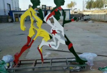 大武口賽跑雕塑，鏤空工藝制作，不銹鋼烤漆體育人物雕塑