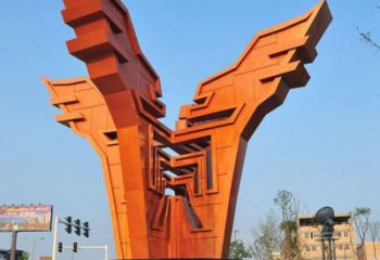 興慶城市精神堡壘雕塑，抽象建筑元素，廣場景觀雕塑小品