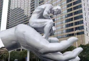 金鳳沉思者雕塑，景觀雕塑，手托人物雕塑廠家提供