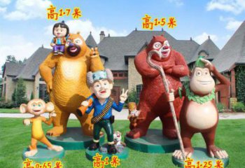 城中廣場維尼熊雕塑，卡通水景雕塑，抽象效果