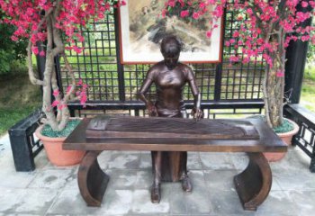 雅安彈古箏雕塑廠家，景觀概念，民俗人物雕塑通用