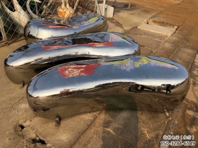 尼木坐凳雕塑，小區園林雕塑，不銹鋼鏡面效果